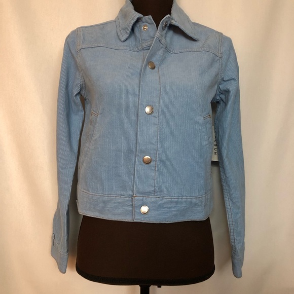 36 - PacSun Womens Baby Blue Corduroy Trucker Jacket Size L - Picture 4 of 8